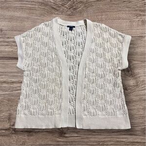 Westbound Beige Open-Knit Cardigan Vest 100% Cotton